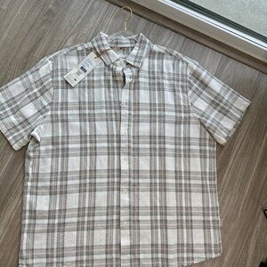 Blend -  Men's Short-Sleeve Plaid Button-Up Shirt - Cream & Tan